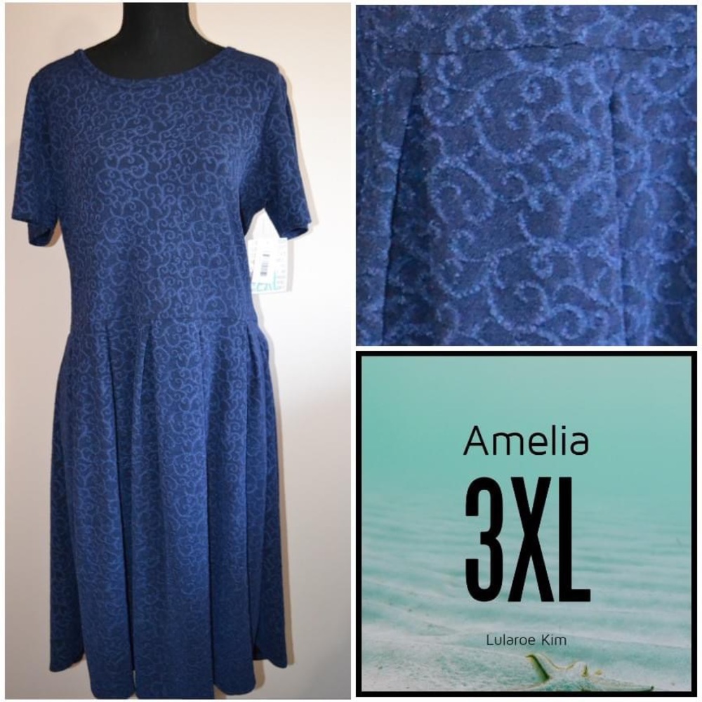 Lularoe Navy Amelia Dress NWT 3XL